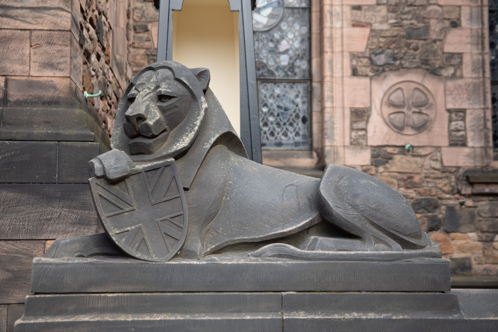 Sculpture de lion au Chateau d'Edimbourg